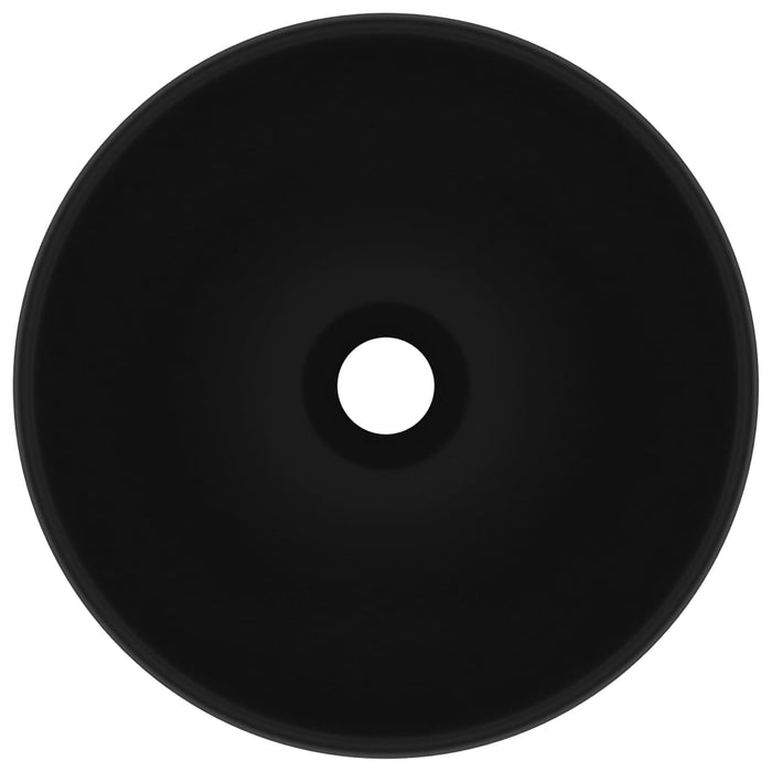 Luxury Bathroom Basin Round Matt Black 32.5x14 cm Ceramic