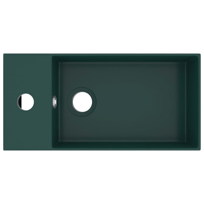 Bathroom Sink with Overflow Ceramic Dark Green