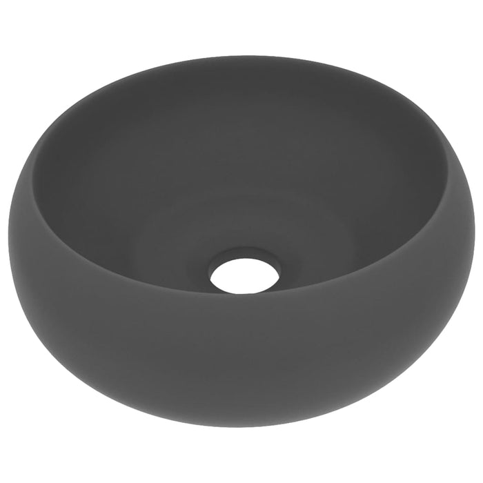 Luxury Wash Basin Round Matt Dark Grey 40x15 cm Ceramic