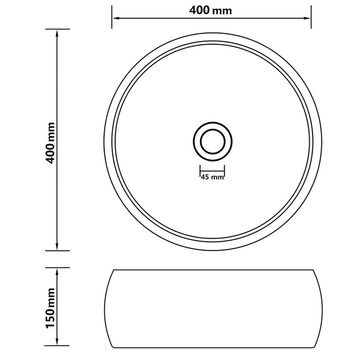 Luxury Wash Basin Round Matt Dark Grey 40x15 cm Ceramic