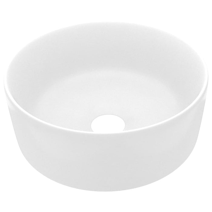 Luxury Wash Basin Round Matt White 40x15 cm Ceramic