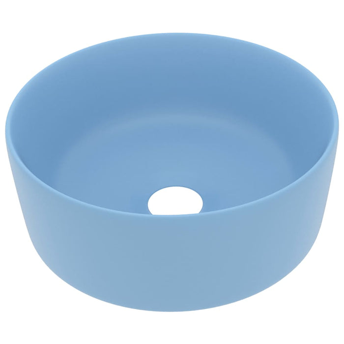 Luxury Wash Basin Round Matt Light Blue 40x15 cm Ceramic