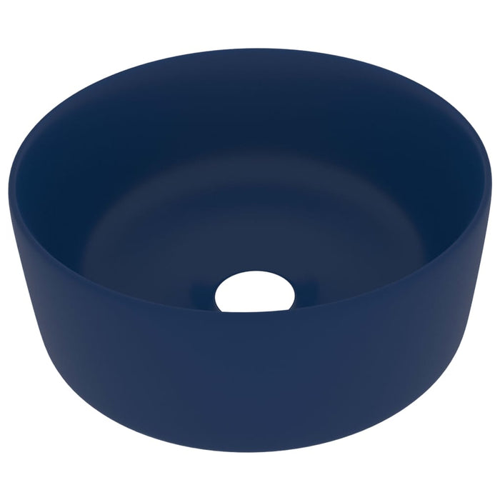 Luxury Wash Basin Round Matt Dark Blue 40x15 cm Ceramic