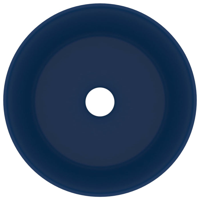 Luxury Wash Basin Round Matt Dark Blue 40x15 cm Ceramic