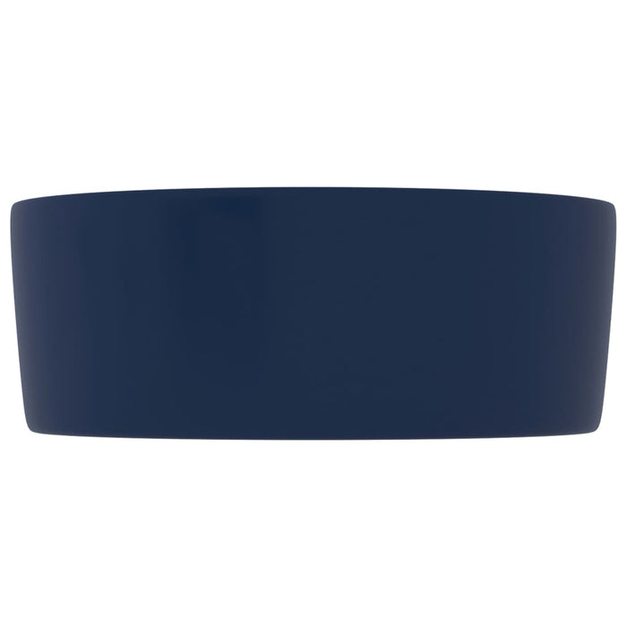 Luxury Wash Basin Round Matt Dark Blue 40x15 cm Ceramic