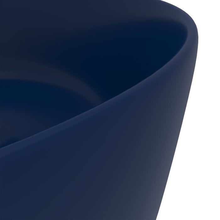 Luxury Wash Basin Round Matt Dark Blue 40x15 cm Ceramic