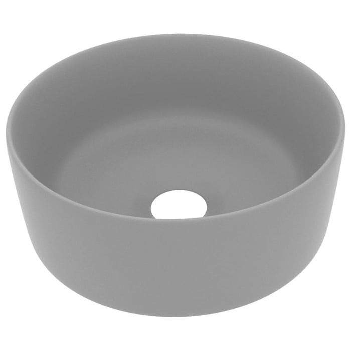 Luxury Wash Basin Round Matt Light Grey 40x15 cm Ceramic