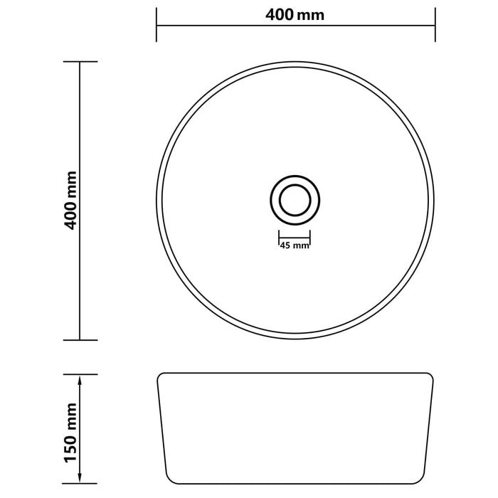 Luxury Wash Basin Round Matt Light Grey 40x15 cm Ceramic