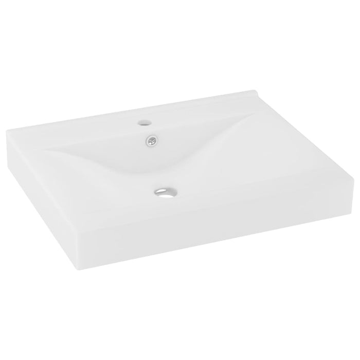 Luxury Basin with Faucet Hole Matt White 60x46 cm Ceramic