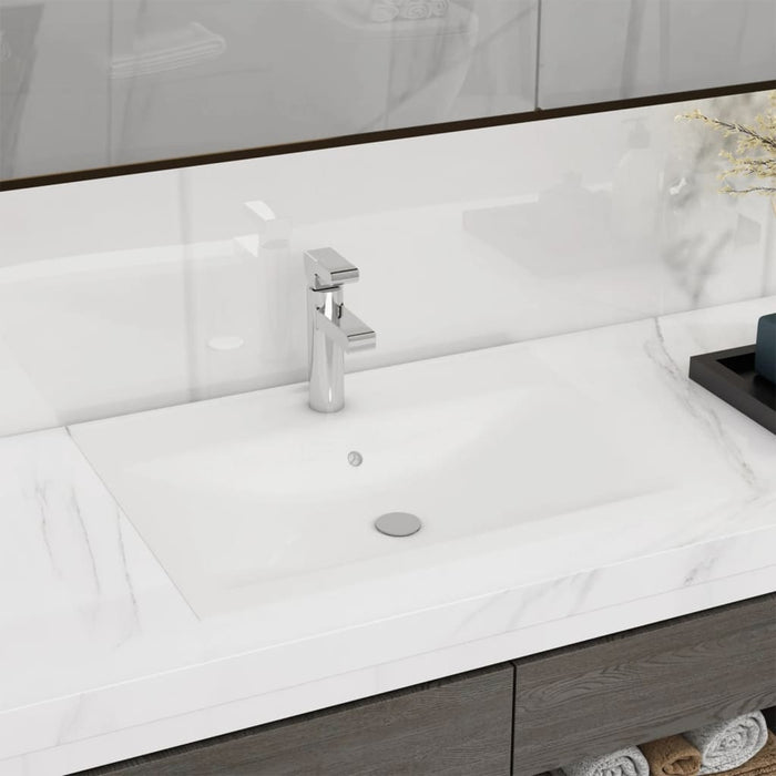 Luxury Basin with Faucet Hole Matt White 60x46 cm Ceramic