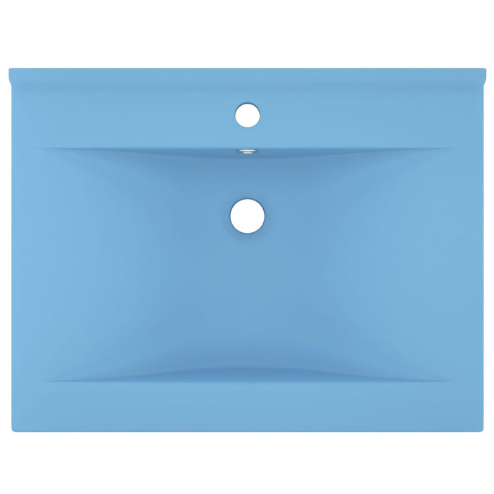 Luxury Basin with Faucet Hole Matt Light Blue 60x46 cm Ceramic