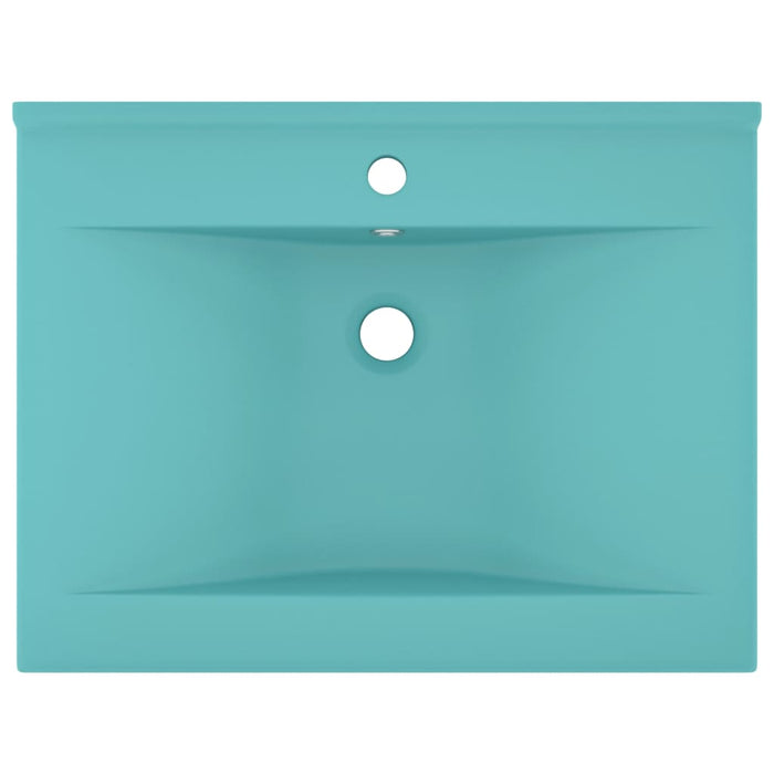 Luxury Basin with Faucet Hole Matt Light Green 60x46 cm Ceramic