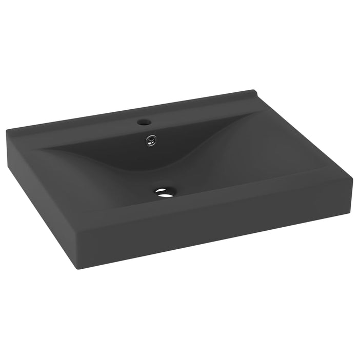 Luxury Basin with Faucet Hole Matt Dark Grey 60x46 cm Ceramic