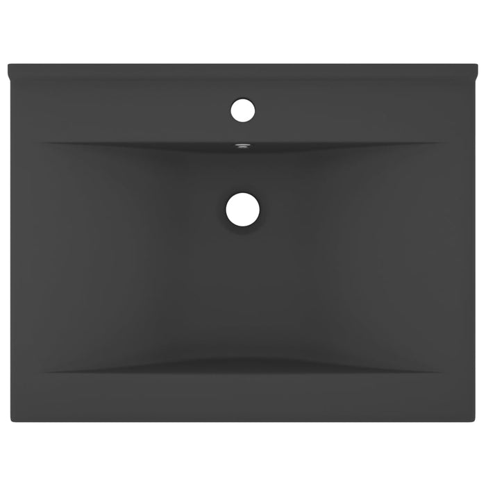 Luxury Basin with Faucet Hole Matt Dark Grey 60x46 cm Ceramic