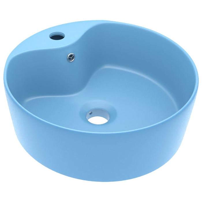 Luxury Wash Basin with Overflow Matt Light Blue 36x13 cm Ceramic