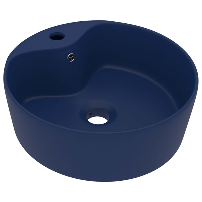 Luxury Wash Basin with Overflow Matt Dark Blue 36x13 cm Ceramic