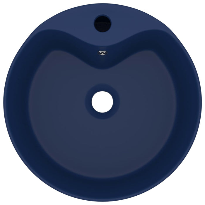 Luxury Wash Basin with Overflow Matt Dark Blue 36x13 cm Ceramic