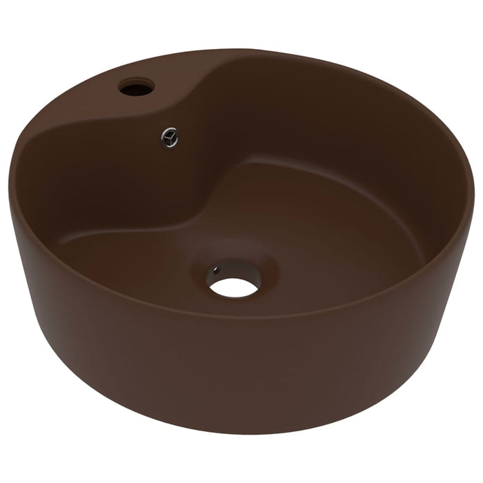 Luxury Wash Basin with Overflow Matt Dark Brown 36x13 cm Ceramic