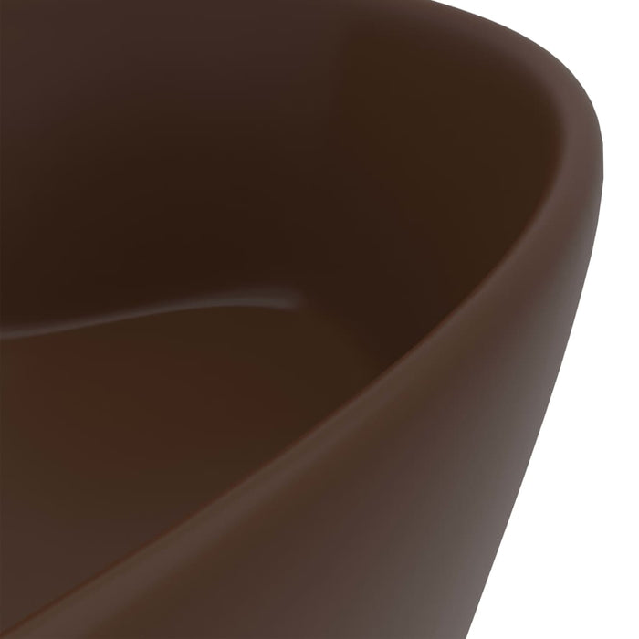 Luxury Wash Basin with Overflow Matt Dark Brown 36x13 cm Ceramic