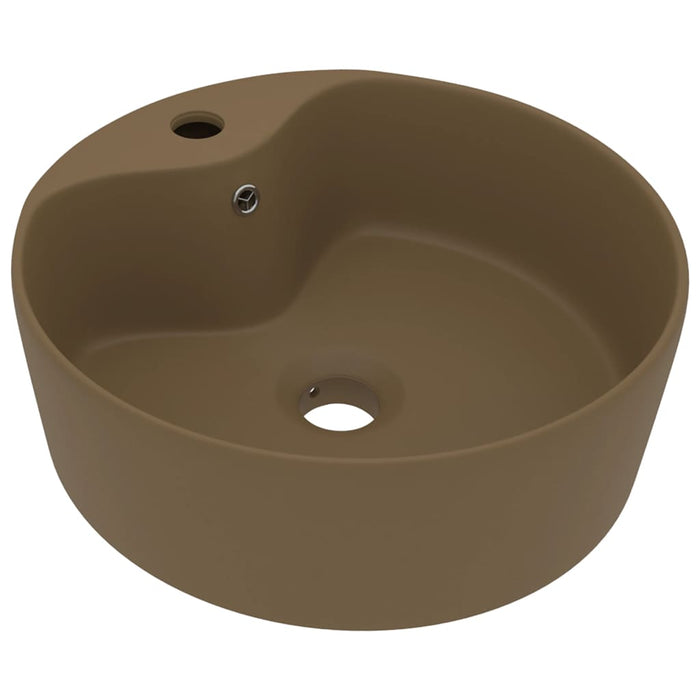 Luxury Wash Basin with Overflow Matt Cream 36x13 cm Ceramic