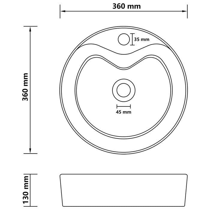 Luxury Wash Basin with Overflow Matt Cream 36x13 cm Ceramic