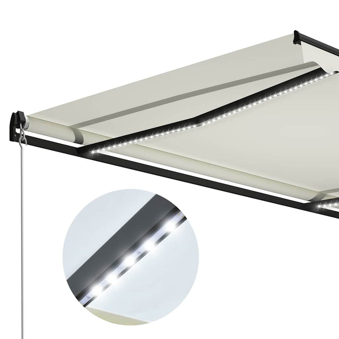 Manual Retractable Awning with LED 300x250 cm Cream