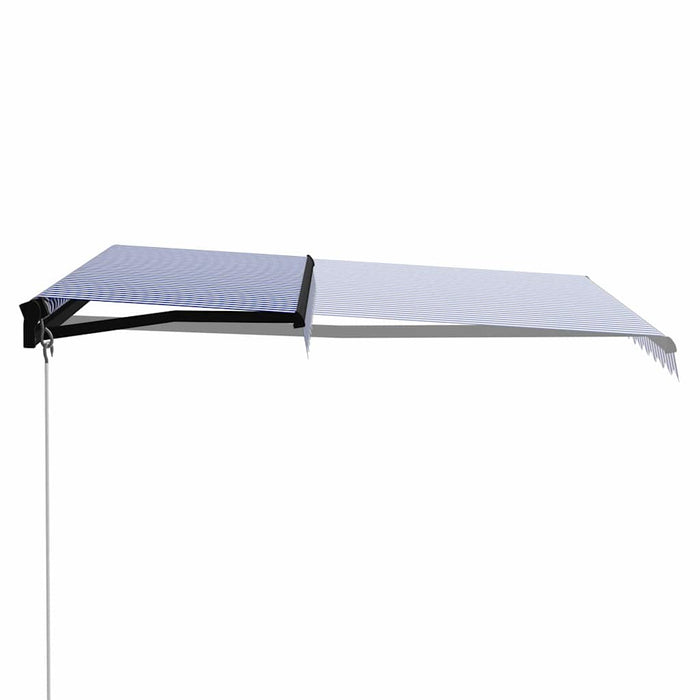 Manual Retractable Awning with LED 350x250 cm Blue and White