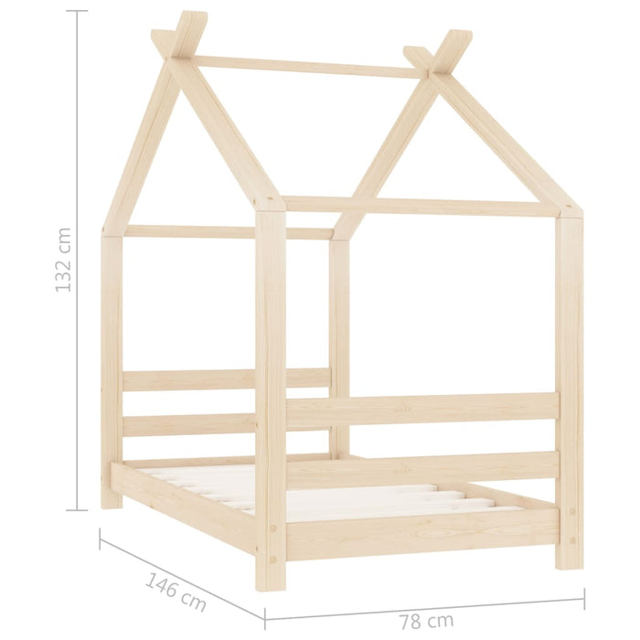 Kids Bed Frame Solid Pine Wood 70x140 cm