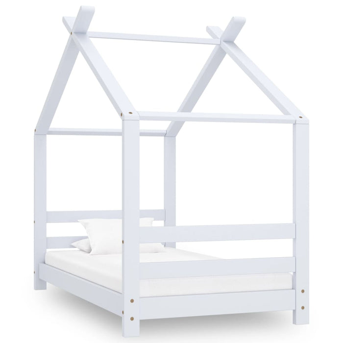 Kids Bed Frame White Solid Pine Wood 70x140 cm