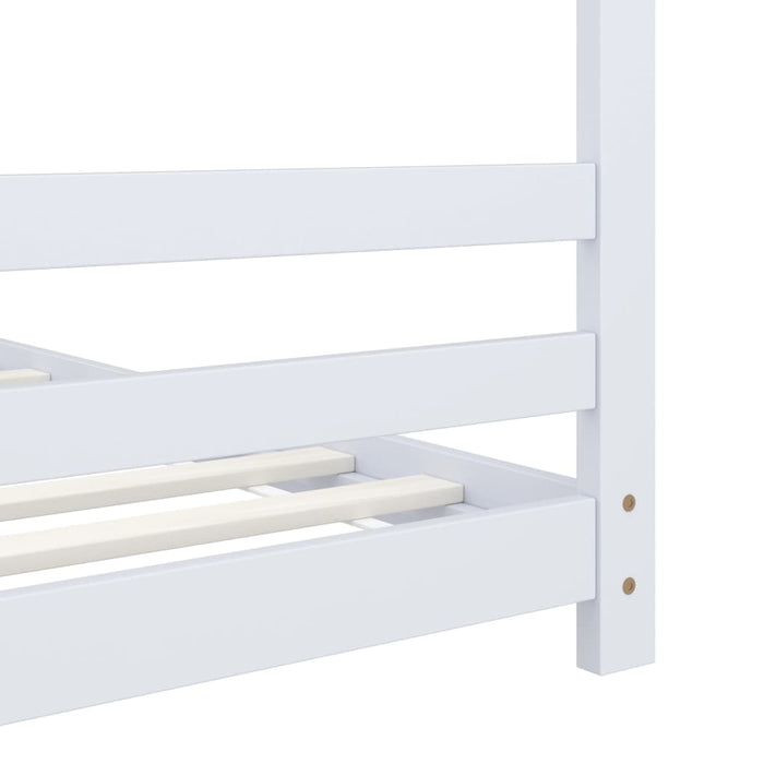 Kids Bed Frame White Solid Pine Wood 70x140 cm