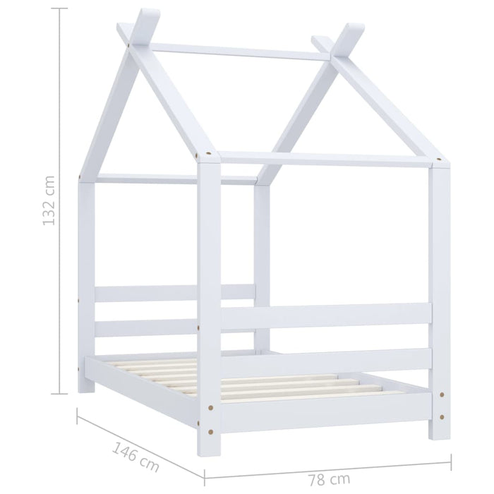 Kids Bed Frame White Solid Pine Wood 70x140 cm