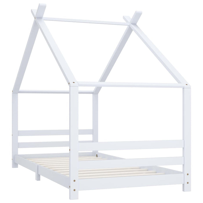 Kids Bed Frame White Solid Pine Wood 90x200 cm