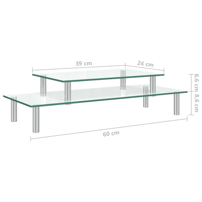 2-Tier Monitor Stand Transparent Glass