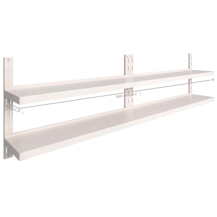 2-Tier Floating Wall Shelves 2 pcs Stainless Steel 300x30 cm