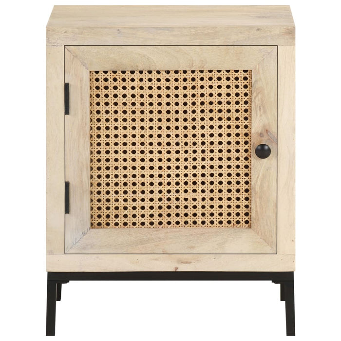 Bedside Cabinet 40x30x50 cm Solid Mango Wood and Natural Cane