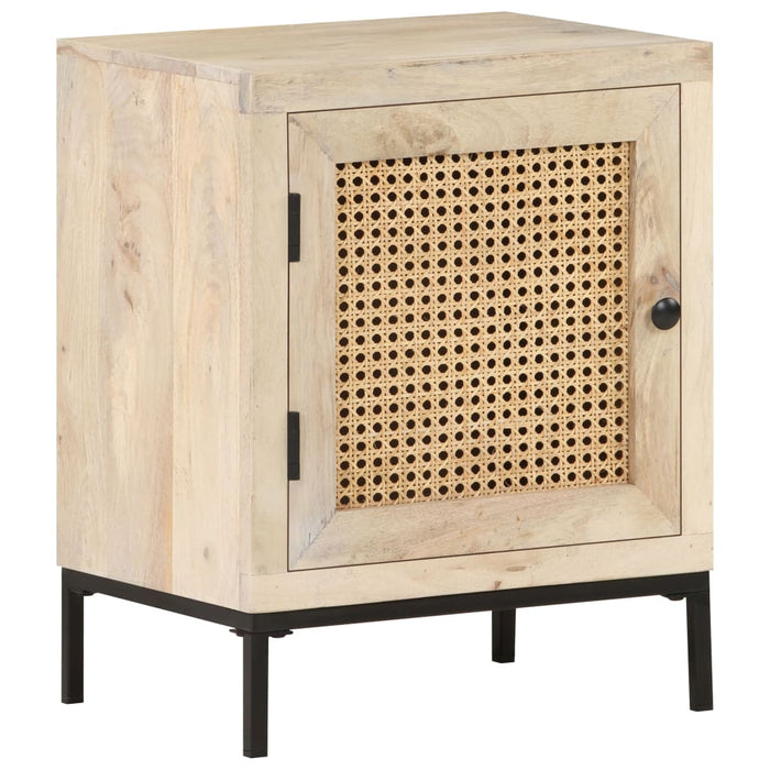 Bedside Cabinet 40x30x50 cm Solid Mango Wood and Natural Cane