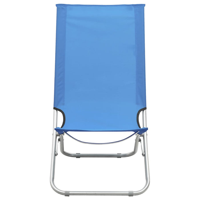 Folding Beach Chairs 2 pcs Blue Fabric