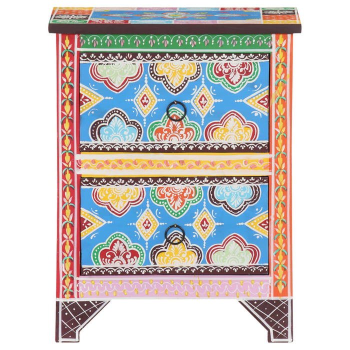 Hand Painted Bedside Cabinet 40x30x50 cm Solid Mango Wood