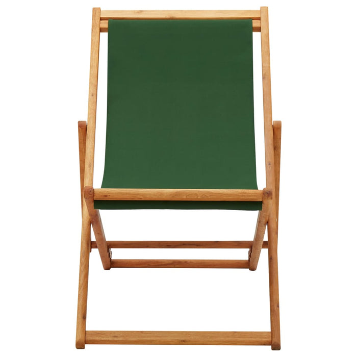 Folding Beach Chair Eucalyptus Wood and Fabric Green