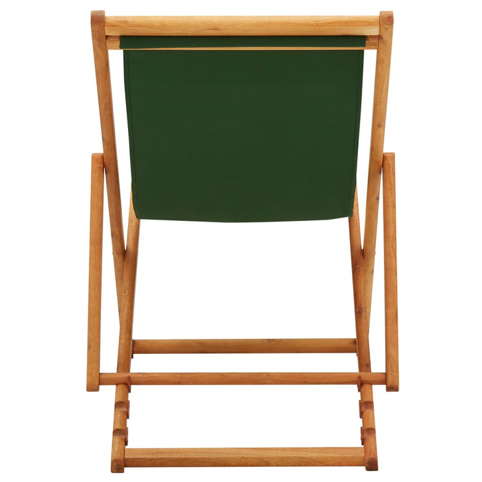 Folding Beach Chair Eucalyptus Wood and Fabric Green