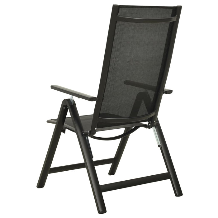 Folding Garden Chairs 2 pcs Textilene and Aluminium Black