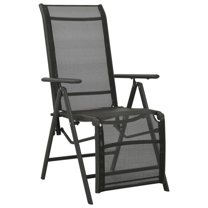 Reclining Garden Chairs 2pcs Textilene and Aluminium Black