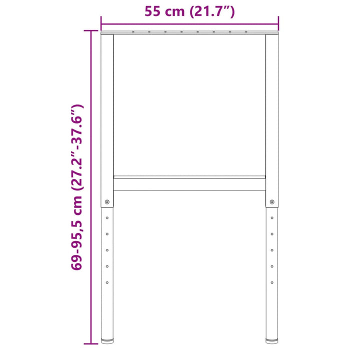 Adjustable Work Bench Frames 2 pcs Metal 55x(69-95.5) cm Black