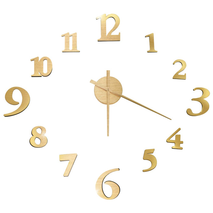 3D Wall Clock Modern Design Gold 100 cm XXL