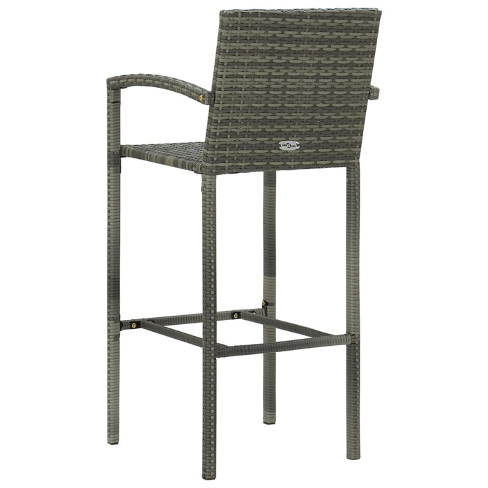 Bar Stools 4 pcs Grey Poly Rattan