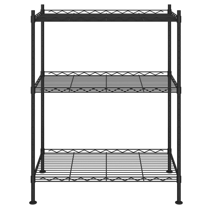 3-етажен стелаж за съхранение 60x35x76 см черен 150 кг