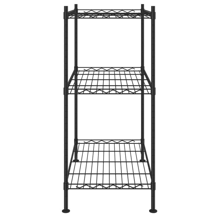 3-етажен стелаж за съхранение 60x35x76 см черен 150 кг