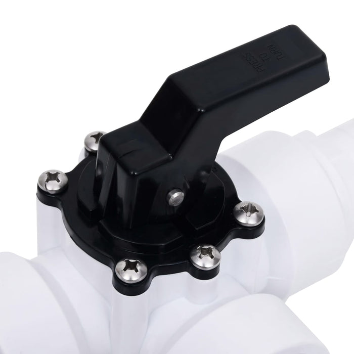 Swimming Pool 3-Way Ball Valve White and Black