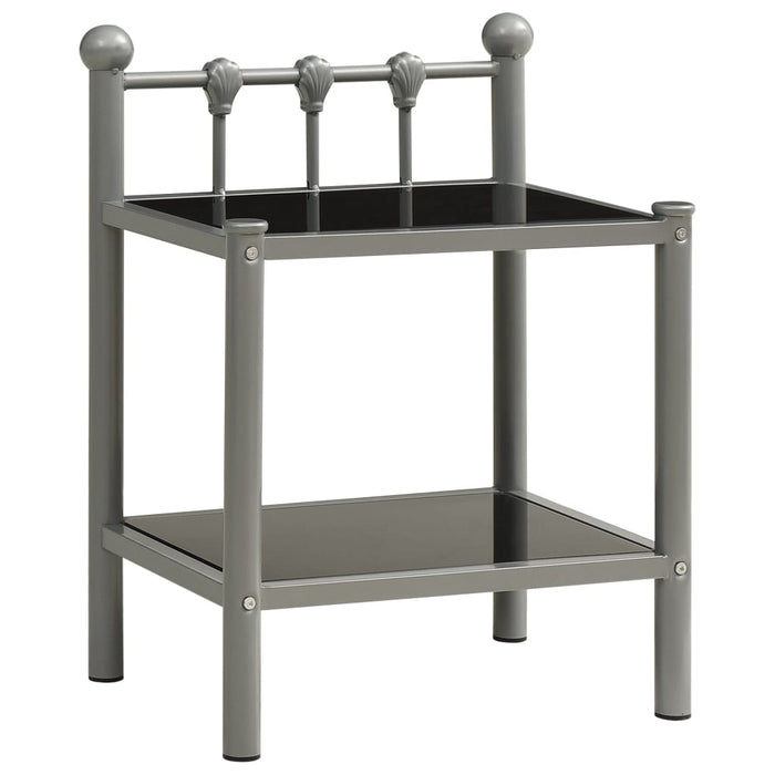 Bedside Cabinet Grey and Black 45x34.5x60.5 cm Metal and Glass