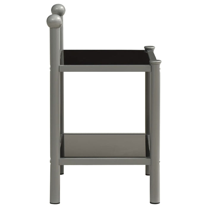 Bedside Cabinet Grey and Black 45x34.5x60.5 cm Metal and Glass